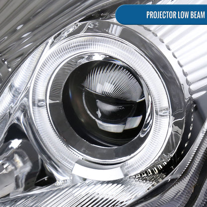 Ronnin - Fits 2000-2005 Mitsubishi Eclipse Upgraded LED Dual Halo Rims Running Lights Projector Headlights Assembly Pair | Chrome