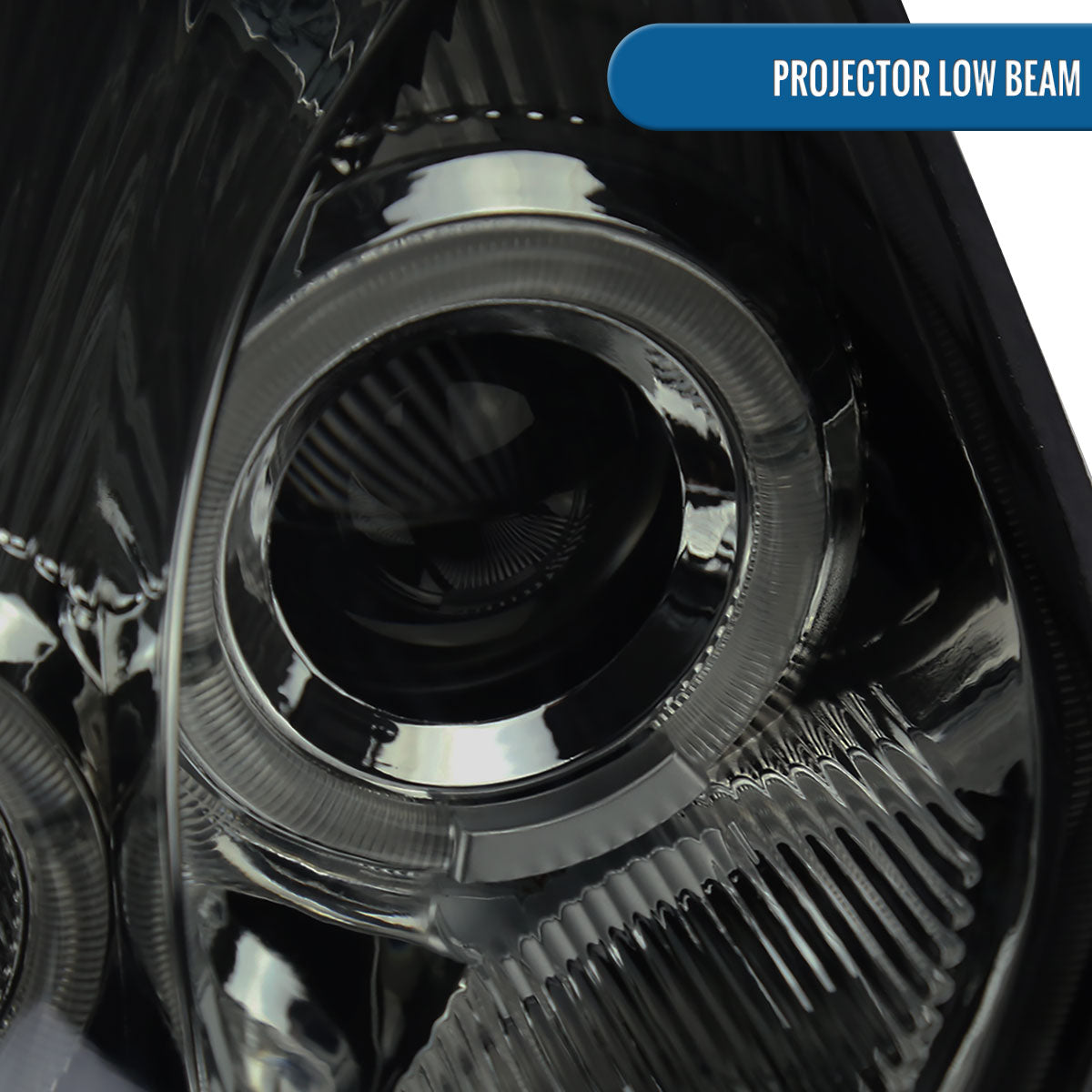 Ronnin - Fits 2000-2005 Mitsubishi Eclipse Upgraded LED Dual Halo Rims Running Lights Projector Headlights Assembly Pair | Smoke