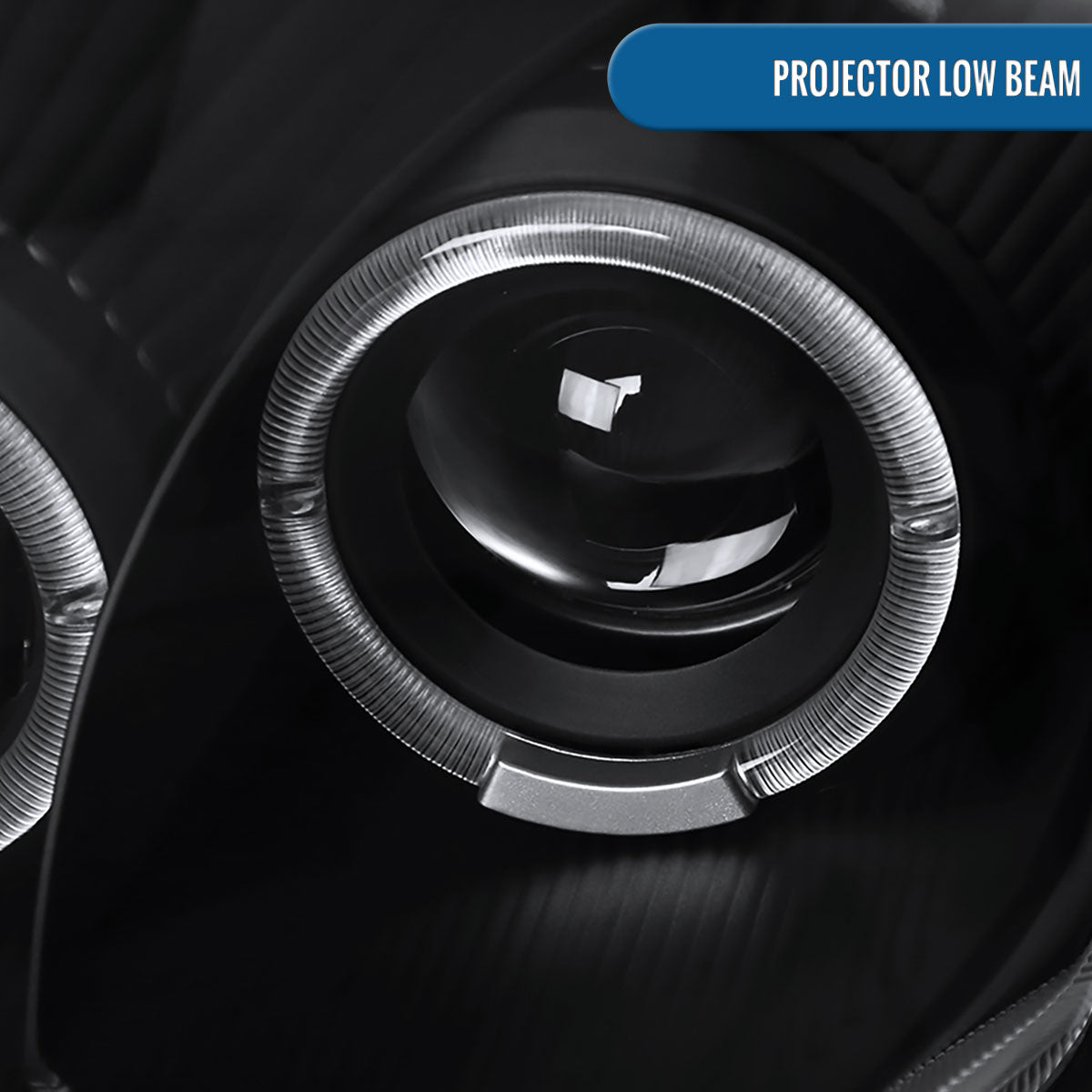 Ronnin - Fits 2000-2005 Mitsubishi Eclipse Upgraded LED Dual Halo Rims Running Lights Projector Headlights Assembly Pair | Black