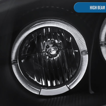 Ronnin - Fits 2000-2005 Mitsubishi Eclipse Upgraded LED Dual Halo Rims Running Lights Projector Headlights Assembly Pair | Black