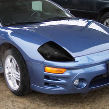 Ronnin - Fits 2000-2005 Mitsubishi Eclipse Upgraded LED Dual Halo Rims Running Lights Projector Headlights Assembly Pair | Black Smoke