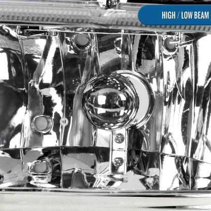 Ronnin - Fits 1997-2004 Dodge Dakota 1998-2003 Durango Replacement Headlights Assembly Pair | Chrome