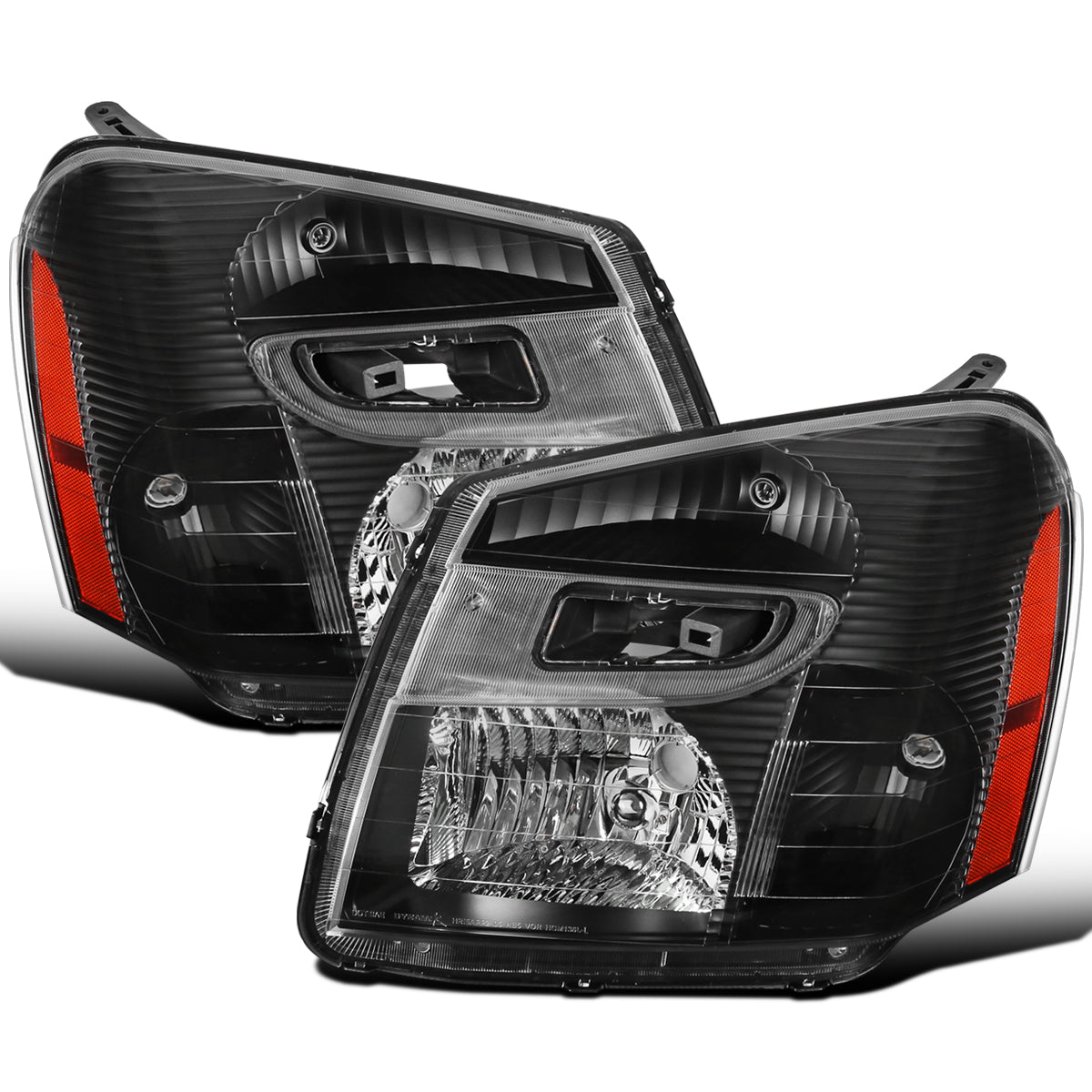 Ronnin - Fits 2005-2009 Chevy Equinox Factory Replacement Headlights Assembly Pair | Black