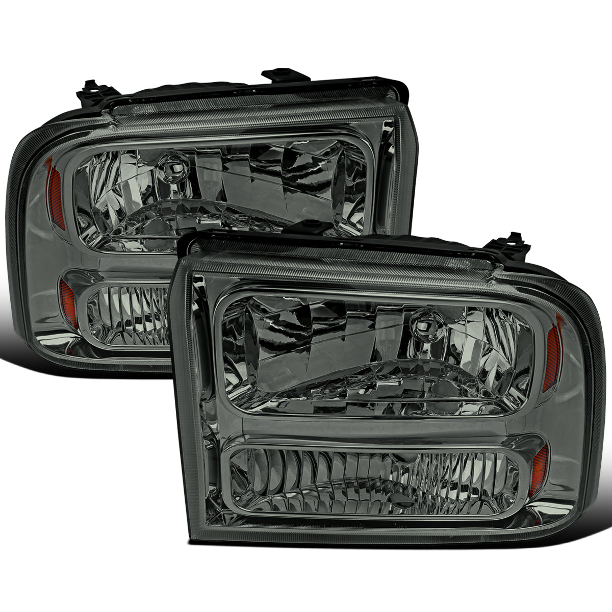 Ronnin - Fits 2005-2007 Ford F250 F350 F450 F550 2005 US Excursion Factory Replacement Headlights Assembly Pair | Smoke