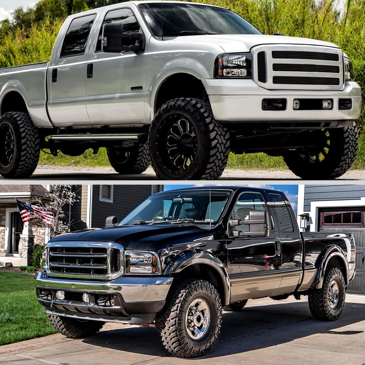 Ronnin - Fits 2005-2007 Ford F250 F350 F450 F550 2005 US Excursion Factory Replacement Headlights Assembly Pair | Black