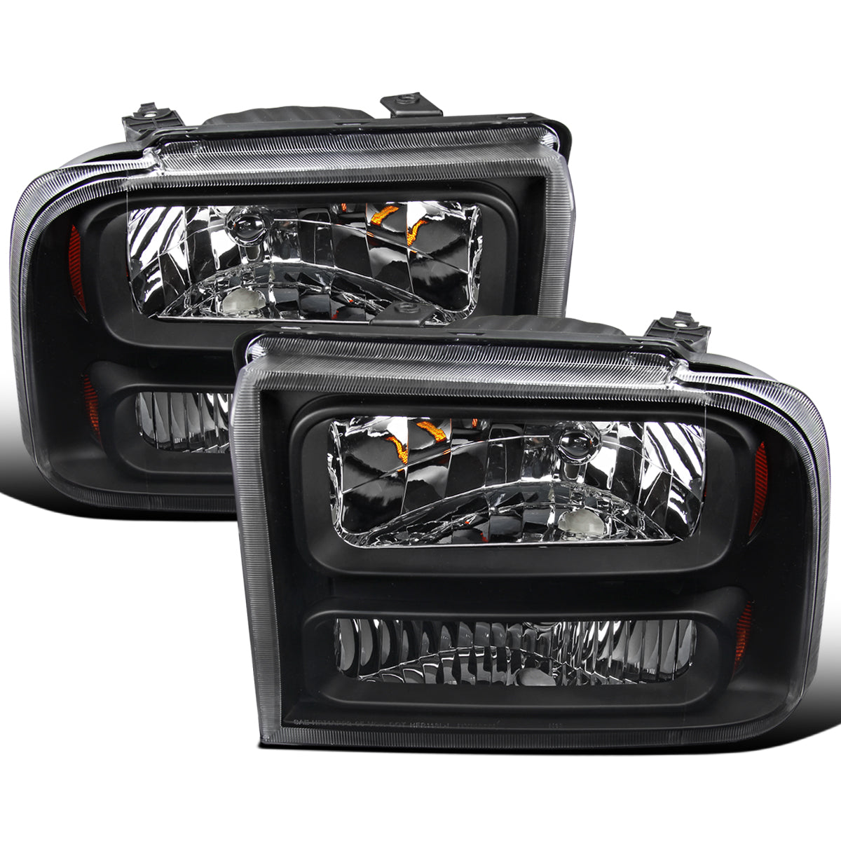 Ronnin - Fits 2005-2007 Ford F250 F350 F450 F550 2005 US Excursion Factory Replacement Headlights Assembly Pair | Black