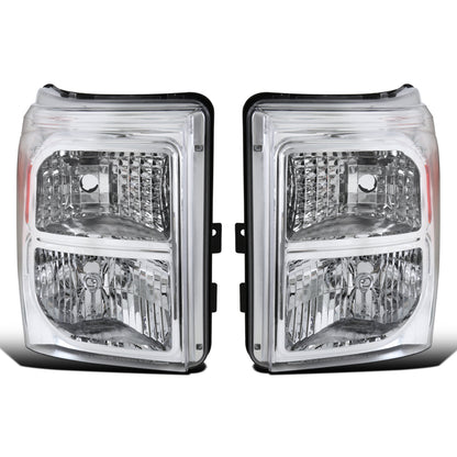 Ronnin - Fits 2011-2016 Ford F250 F350 F450 F550 Super Duty Factory Replacement Headlights Assembly Pair | Chrome