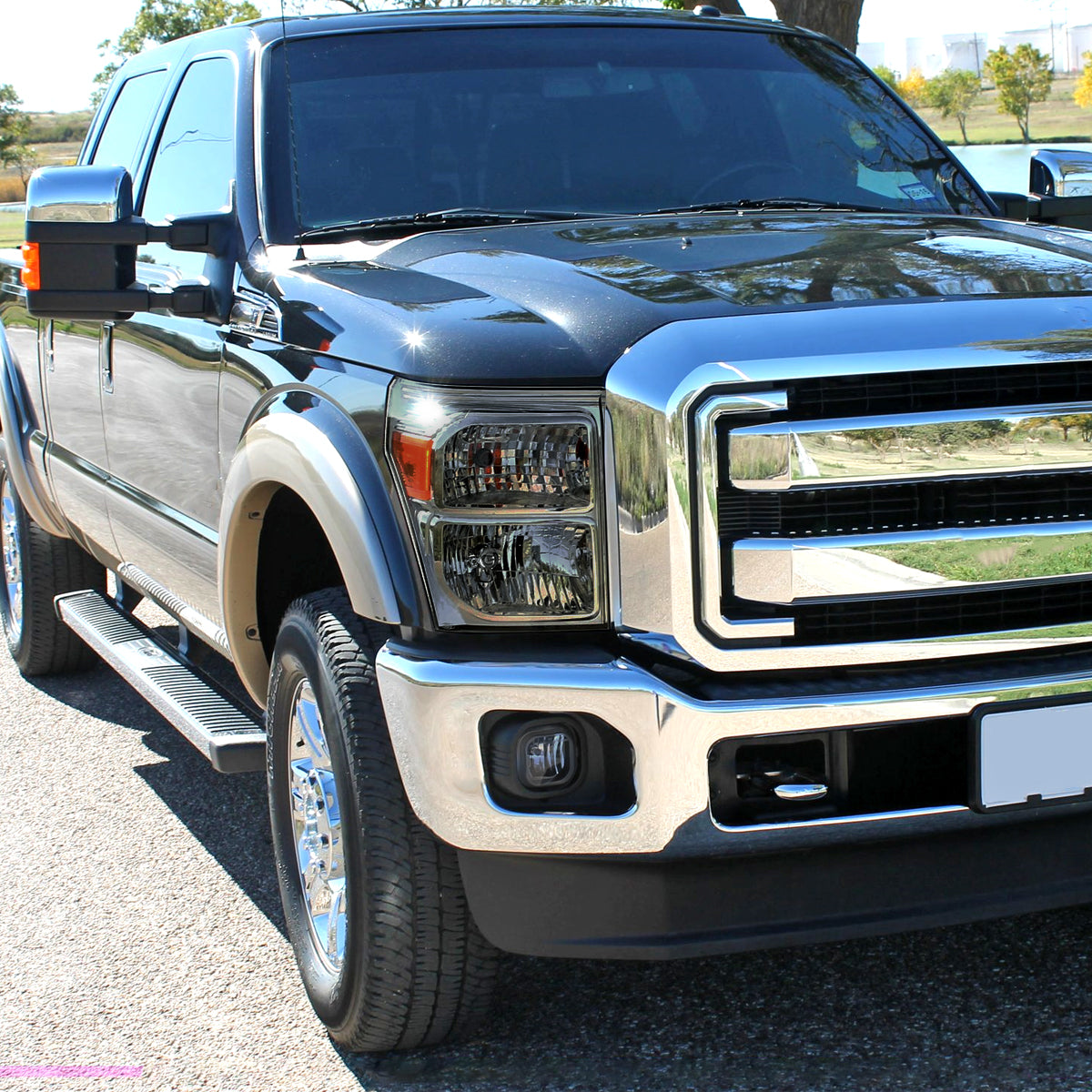 Ronnin - Fits 2011-2016 Ford F250 F350 F450 F550 Super Duty Factory Replacement Headlights Assembly Pair | Smoke