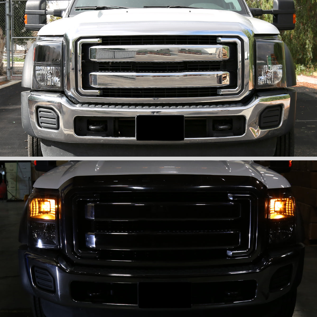 Ronnin - Fits 2011-2016 Ford F250 F350 F450 F550 Super Duty Factory Replacement Headlights Assembly Pair | Black