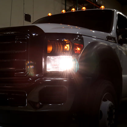 Ronnin - Fits 2011-2016 Ford F250 F350 F450 F550 Super Duty Factory Replacement Headlights Assembly Pair | Black