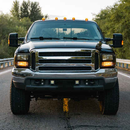 Ronnin - Fits 1999-2004 Ford F250 F350 F450 F550 Super Duty 2000-2004 US Excursion All-in-One Factory Replacement Headlights Assembly Pair | Black