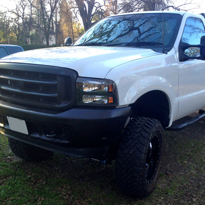 Ronnin - Fits 1999-2004 Ford F250 F350 F450 F550 Super Duty 2000-2004 US Excursion All-in-One Factory Replacement Headlights Assembly Pair | Black