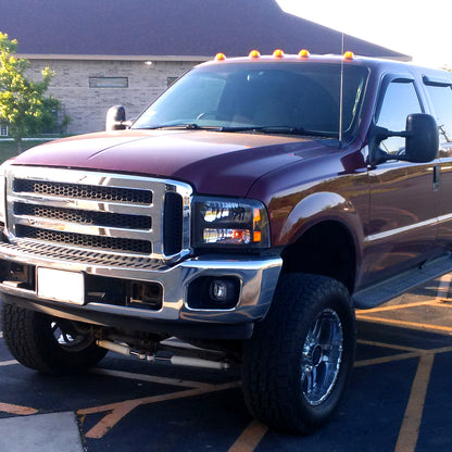 Ronnin - Fits 1999-2004 Ford F250 F350 F450 F550 Super Duty 2000-2004 US Excursion All-in-One Factory Replacement Headlights Assembly Pair | Black