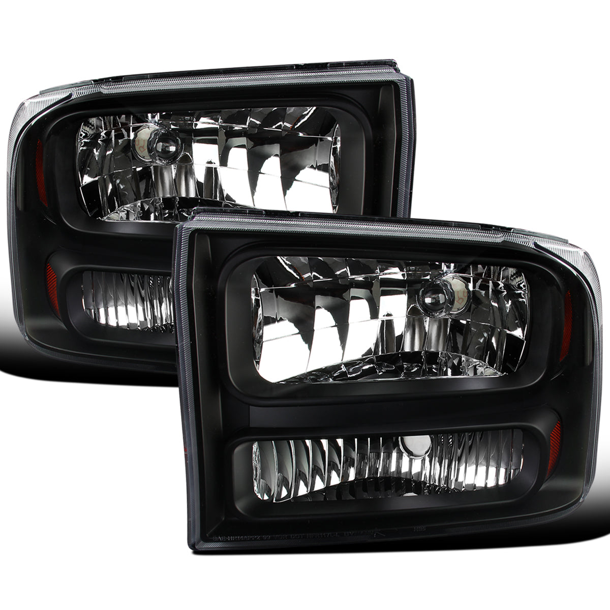 Ronnin - Fits 1999-2004 Ford F250 F350 F450 F550 Super Duty 2000-2004 US Excursion All-in-One Factory Replacement Headlights Assembly Pair | Black