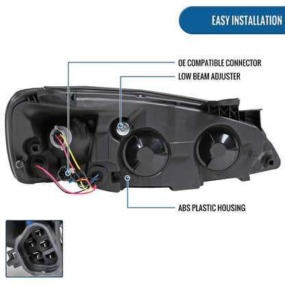 Ronnin - Fits 2005-2010 Pontiac G6 Factory Replacement Headlights Assembly Pair | Smoke
