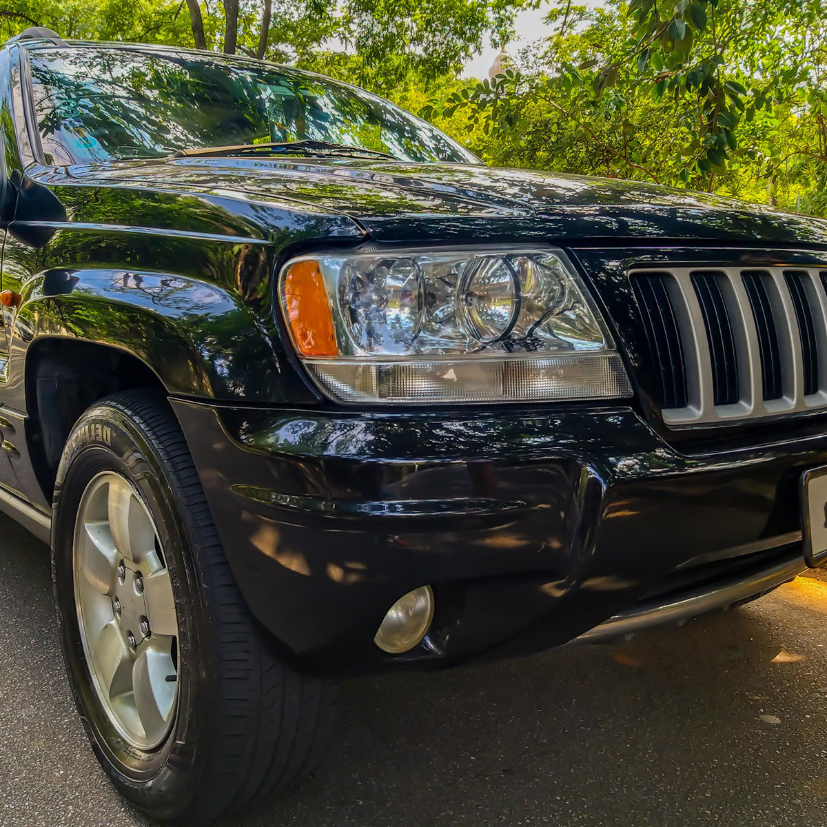 Ronnin - Fits 1999-2004 Jeep Grand Cherokee Factory Replacement Headlights Clear Turn Signal Lens Assembly Pair | Chrome