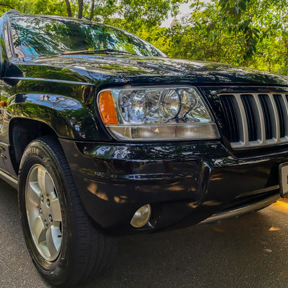 Ronnin - Fits 1999-2004 Jeep Grand Cherokee Factory Replacement Headlights Clear Turn Signal Lens Assembly Pair | Chrome