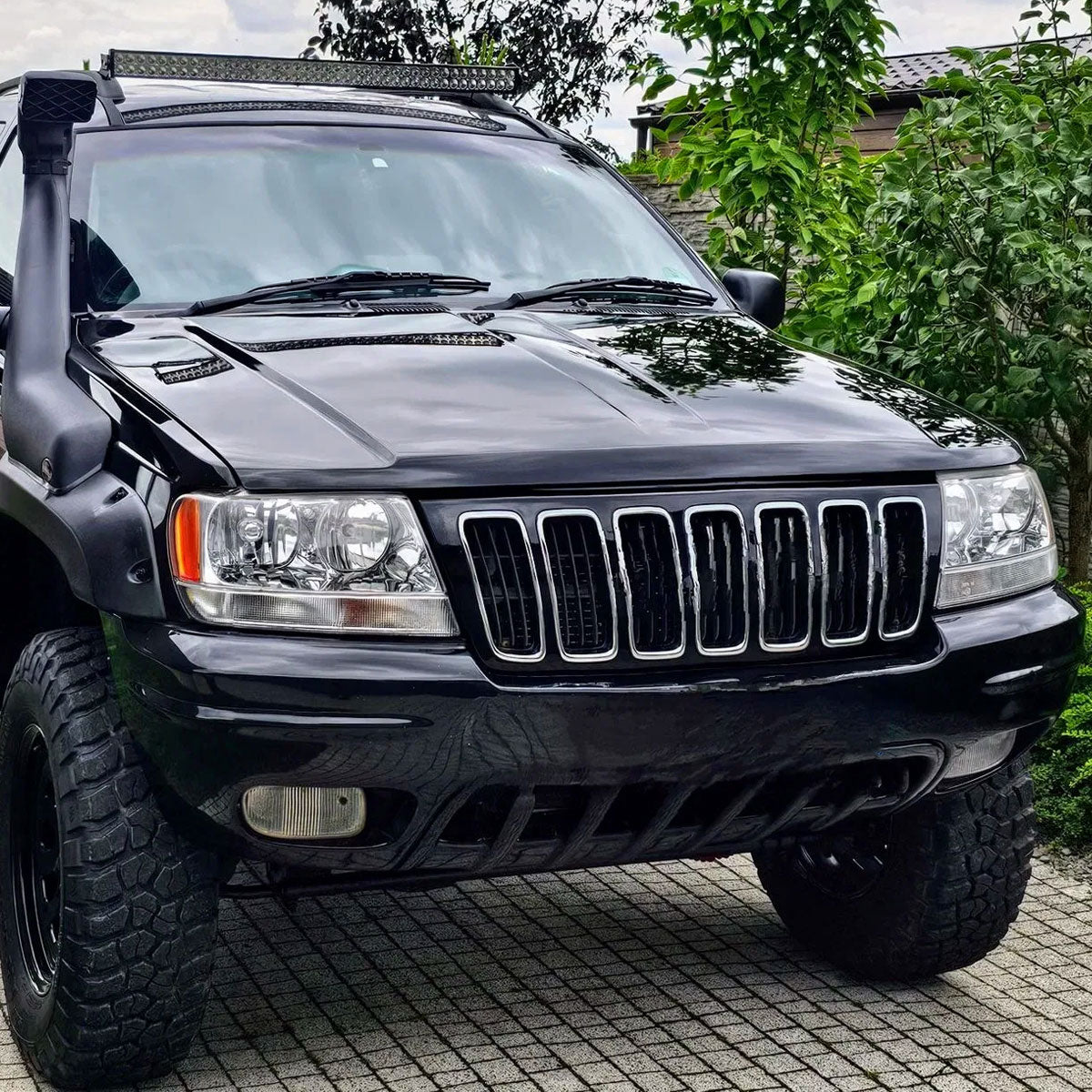 Ronnin - Fits 1999-2004 Jeep Grand Cherokee Factory Replacement Headlights Clear Turn Signal Lens Assembly Pair | Chrome