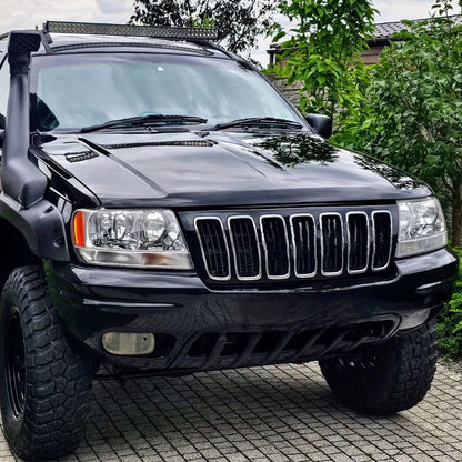 Ronnin - Fits 1999-2004 Jeep Grand Cherokee Factory Replacement Headlights Clear Turn Signal Lens Assembly Pair | Chrome