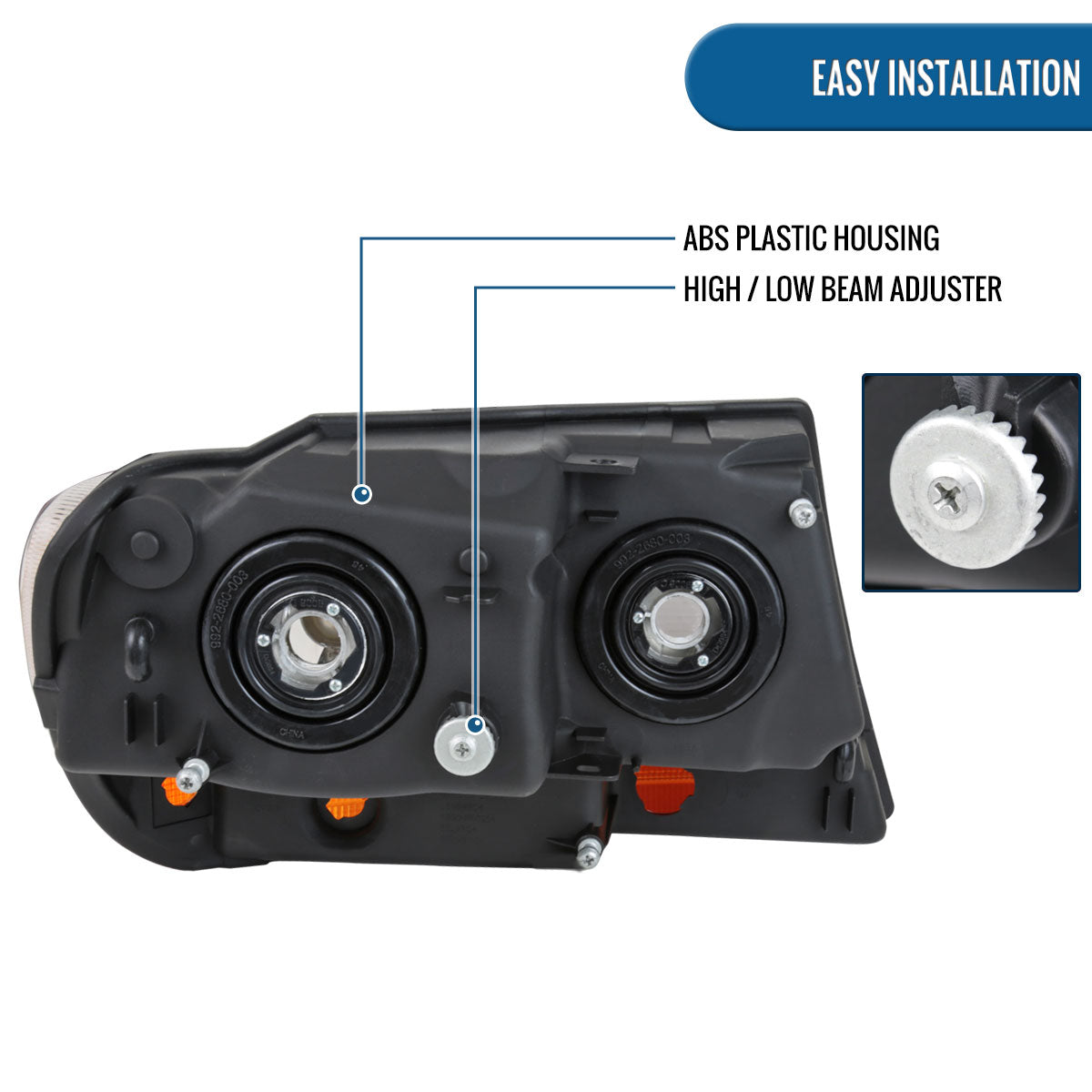 Ronnin - Fits 1999-2004 Jeep Grand Cherokee Factory Replacement Headlights Amber Turn Signals Lens Assembly Pair | Smoke