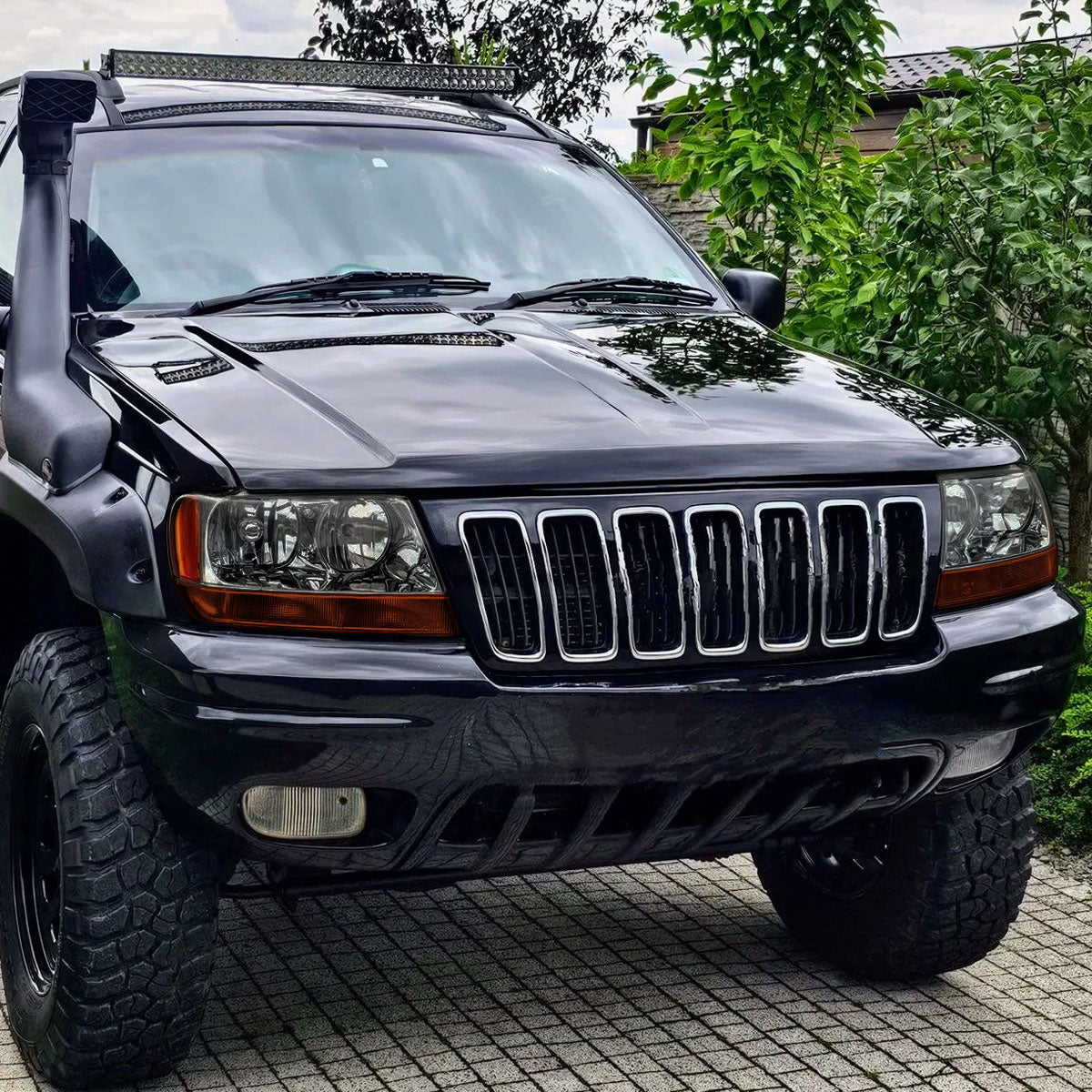 Ronnin - Fits 1999-2004 Jeep Grand Cherokee Factory Replacement Headlights Amber Turn Signals Lens Assembly Pair | Smoke