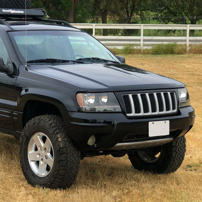 Ronnin - Fits 1999-2004 Jeep Grand Cherokee Factory Replacement Headlights Clear Turn Signal Lens Assembly Pair | Black