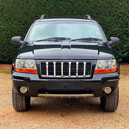 Ronnin - Fits 1999-2004 Jeep Grand Cherokee Factory Replacement Headlights Amber Turn Signals Lens Assembly Pair | Chrome