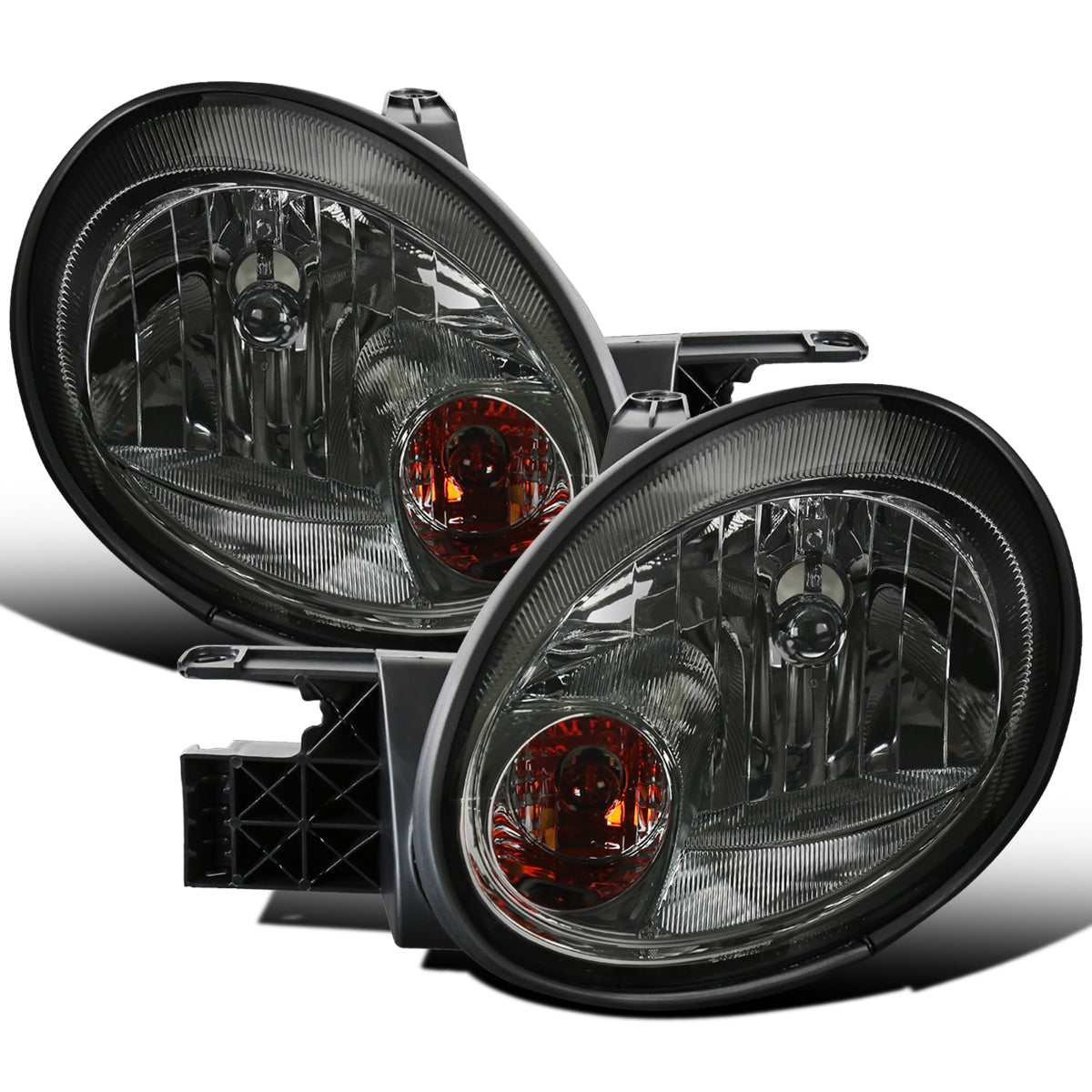 Ronnin - Fits 2003-2005 Dodge Neon Factory Replacement Headlights Assembly Pair | Smoke