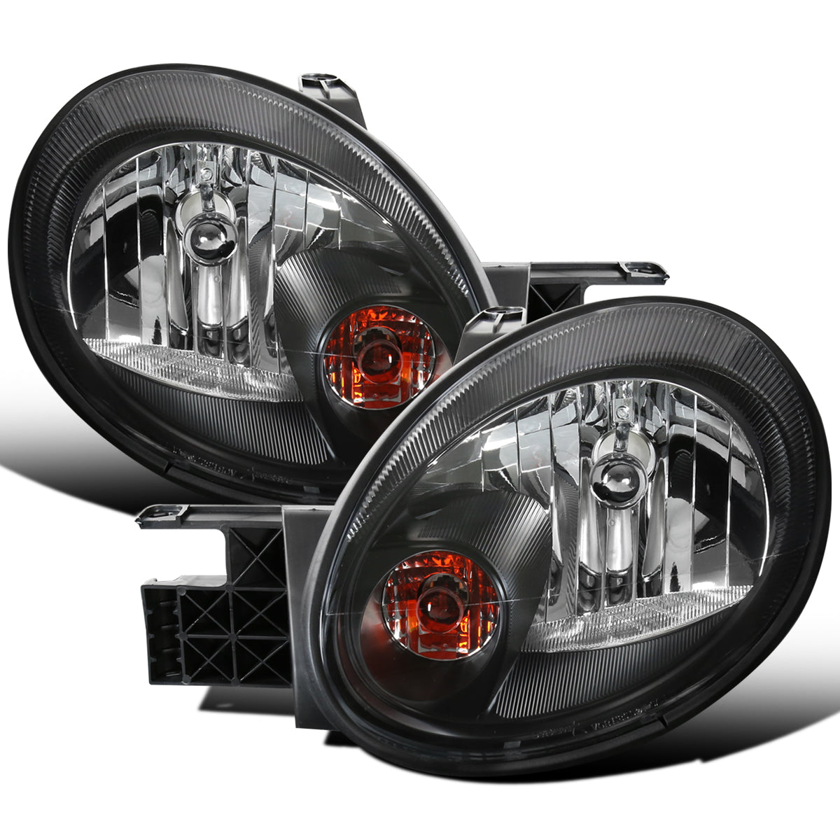 Ronnin - Fits 2003-2005 Dodge Neon Factory Replacement Headlights Assembly Pair | Black