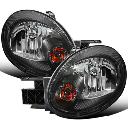 Ronnin - Fits 2003-2005 Dodge Neon Factory Replacement Headlights Assembly Pair | Black