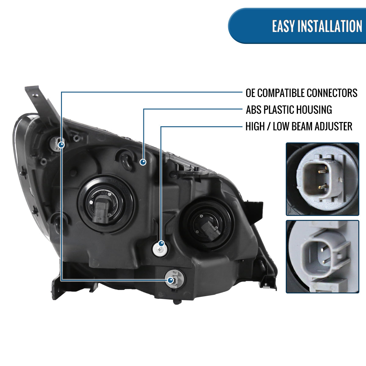 Ronnin - Fits 2005-2007 Honda Odyssey Factory Direct Replacement Headlights Accessories Pair | Black