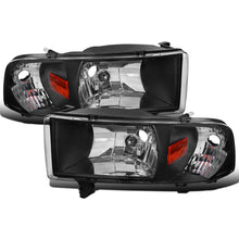 Ronnin - Fits 1994-2002 Dodge Ram 1500 2500 3500 All-in One Factory Replacement Headlights + Corner Signal Lamps Assembly Pair | Black
