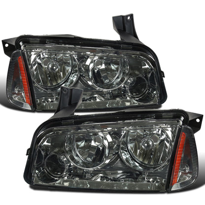 Ronnin - Fits 2006-2010 Dodge Charger Factory Replacement Halogen Headlights Assembly Pair | Smoke