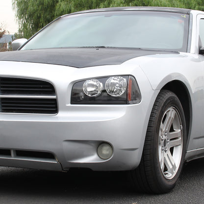 Ronnin - Fits 2006-2010 Dodge Charger Factory Replacement Halogen Headlights Assembly Pair | Black