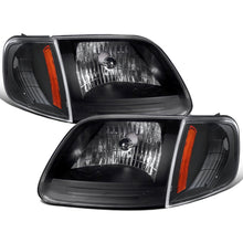 Ronnin - Fits 1997-2004 Ford F150 Expedition Headlights + Corner Parking Signal Lamps Replacement Assembly Pair | Black