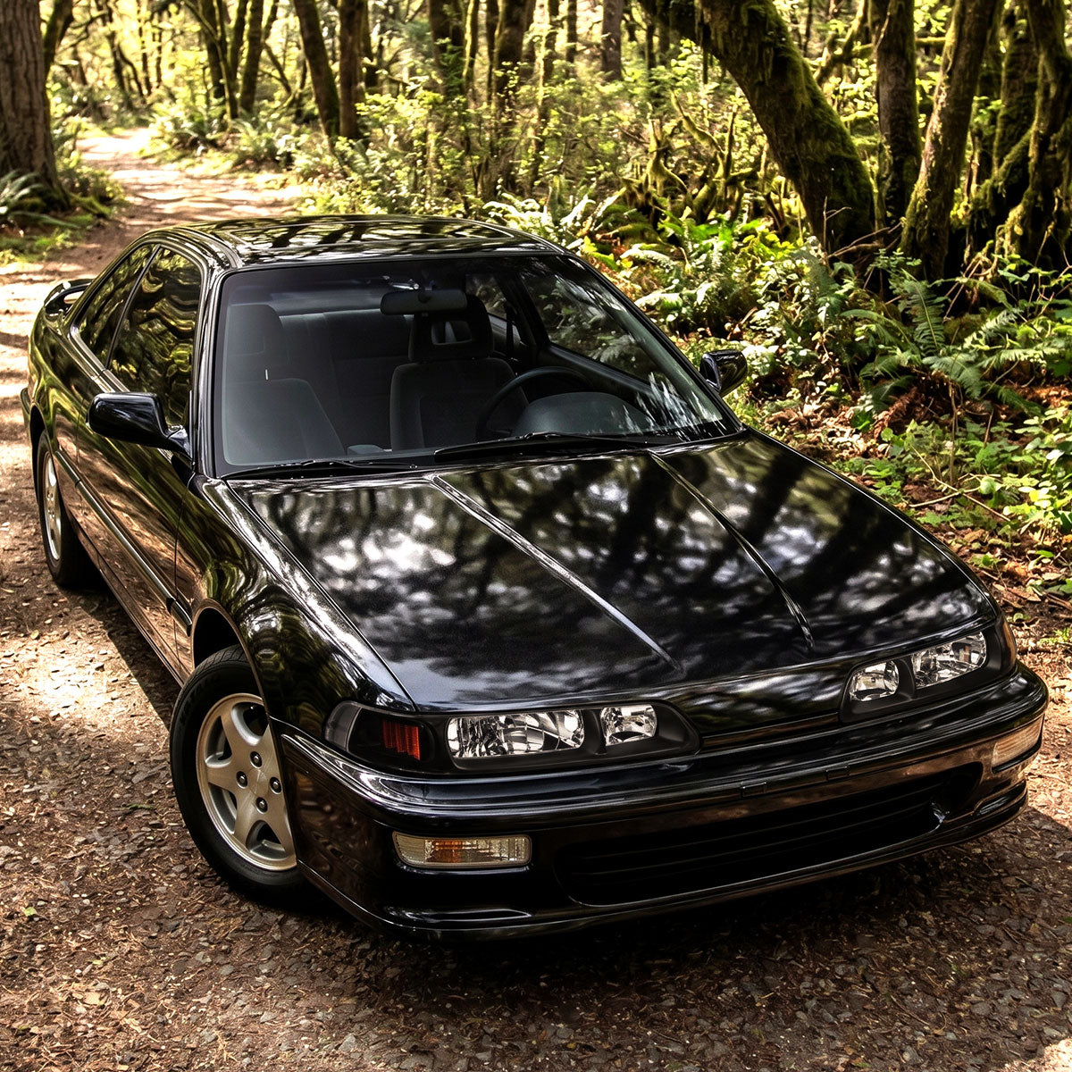 Ronnin - Conjunto de repuesto de faros delanteros + luces de estacionamiento de esquina para Acura Integra Sedán Coupé 1990-1993, par | JDM Negro