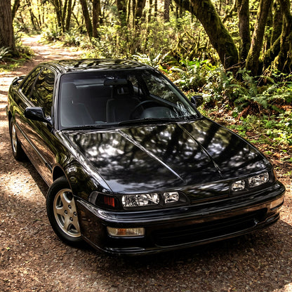 Ronnin - Conjunto de repuesto de faros delanteros + luces de estacionamiento de esquina para Acura Integra Sedán Coupé 1990-1993, par | JDM Negro