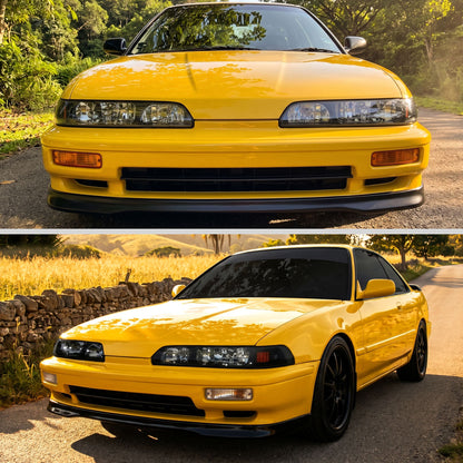 Ronnin - Conjunto de repuesto de faros delanteros + luces de estacionamiento de esquina para Acura Integra Sedán Coupé 1990-1993, par | JDM Negro