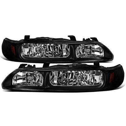 Ronnin - Conjunto de repuesto de faros delanteros + luces de estacionamiento de esquina para Acura Integra Sedán Coupé 1990-1993, par | JDM Negro