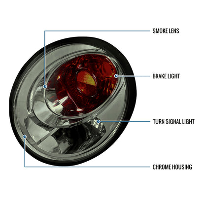 1998-2005 Volkswagen Beetle Tail Lights Replacement Assembly Pair | Smoke