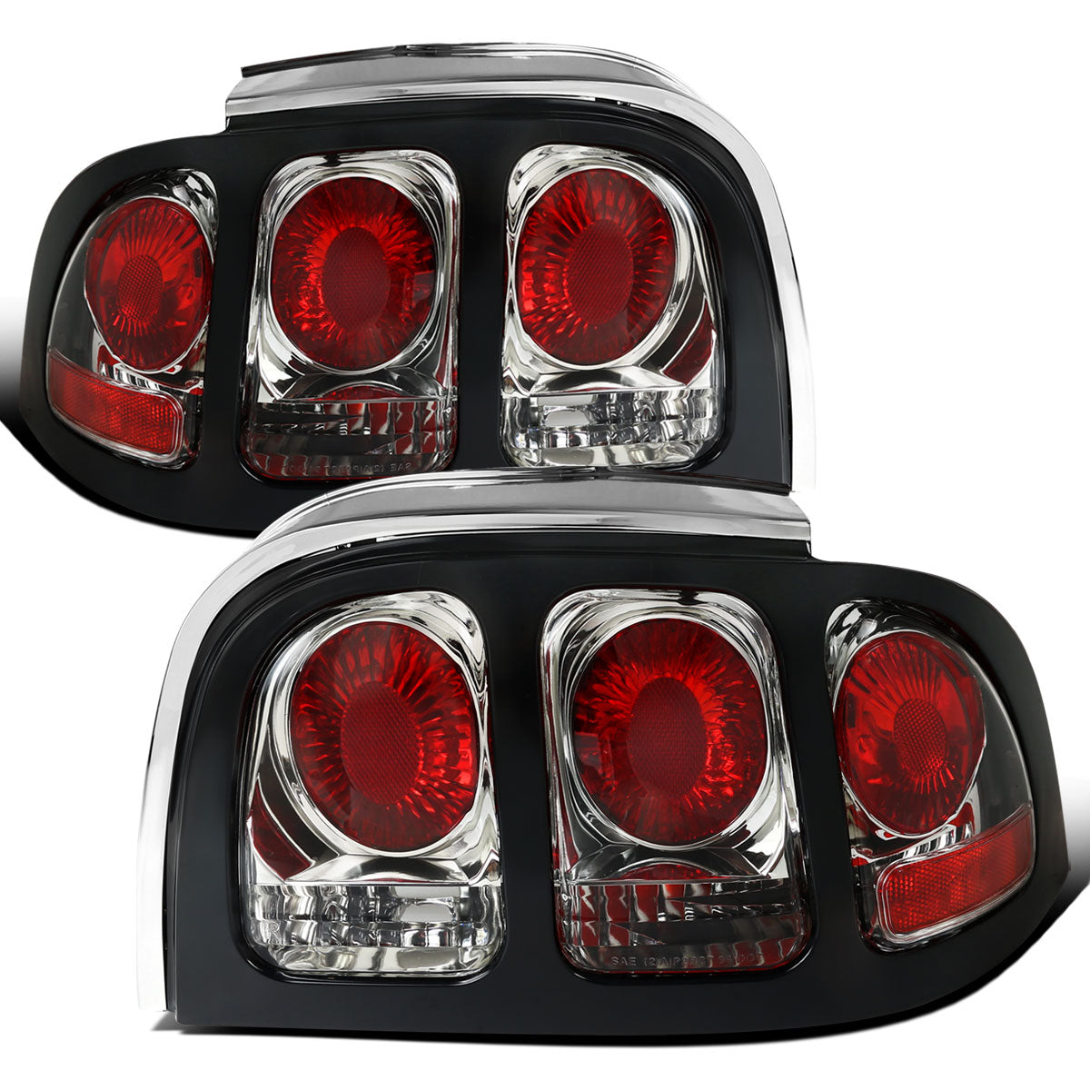1994-1998 Ford Mustang Tail Lights Assembly Replacement Pair | Chrome