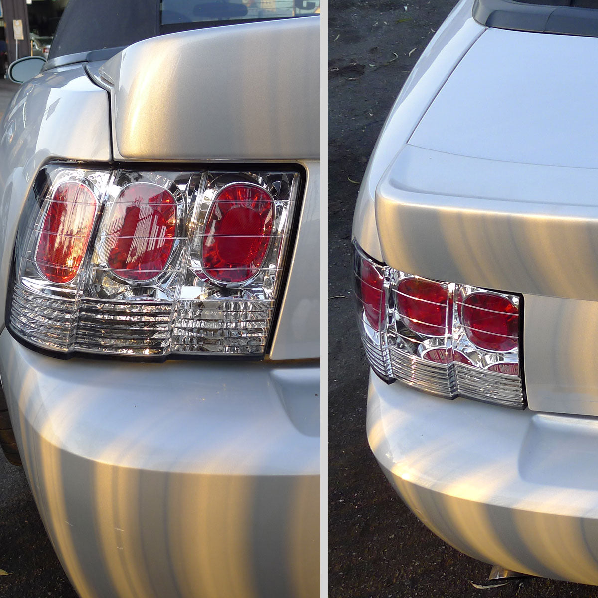 Ronnin - Fits 1999-2004 Ford Mustang Tail Lights Assembly Replacement Pair | Chrome