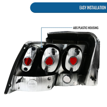 Ronnin - Fits 1999-2004 Ford Mustang Tail Lights Assembly Replacement Pair | Chrome