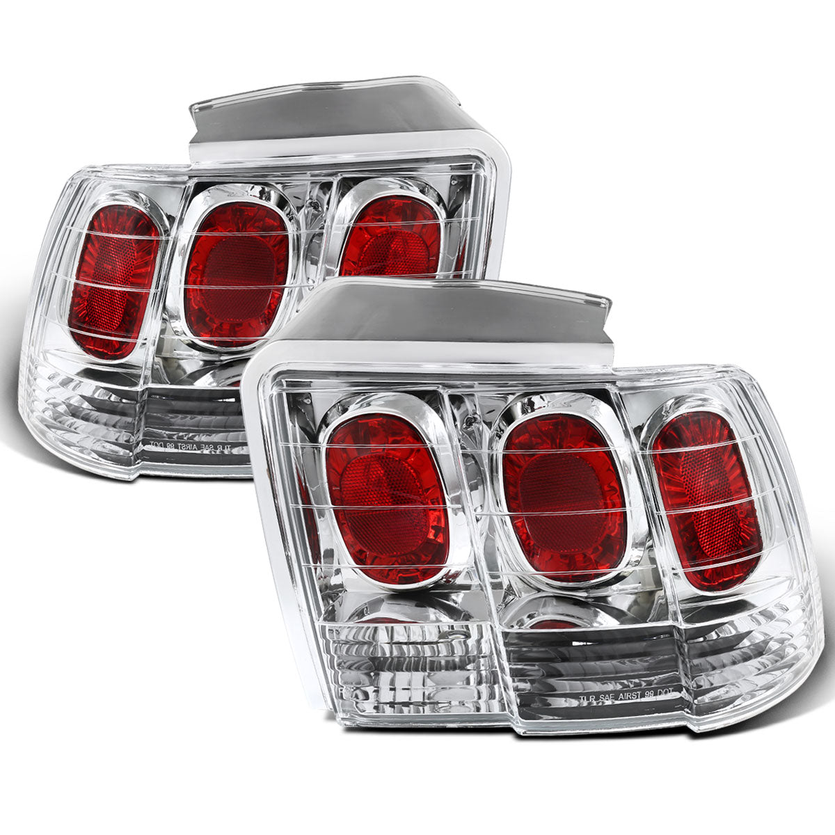 Ronnin - Fits 1999-2004 Ford Mustang Tail Lights Assembly Replacement Pair | Chrome