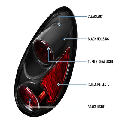 2001-2005 Chrysler PT Cruiser Tail Lights Replacement Pair | Black
