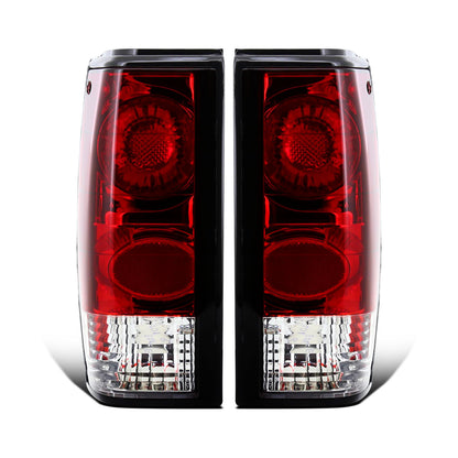 Ronnin - Fits 1982-1993 Chevy S10 Blazer 1983-1990 GMC S15 Sonoma Clear Red Tail Lights Brake Lamps Left+Right