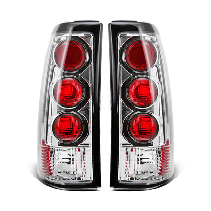 Ronnin - Fits 1999-2002 Chevy Silverado 1999-2007 Sierra Pickup Tail Lights Replacement Rear Brake Lamps Assembly Pair | Chrome