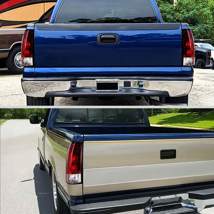 Ronnin - Fits 1999-2002 Chevy Silverado 1999-2007 Sierra Pickup Tail Lights Replacement Rear Brake Lamps Assembly Pair | Red