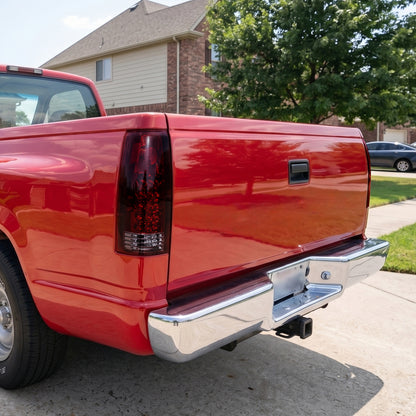 1988-2000 Chevy GMC C/K C10 Silverado Blazer Tahoe Cadillac Escalade LED Integrated Brake and Turn Signals Tail Lights Assembly Pair | Smoky Red