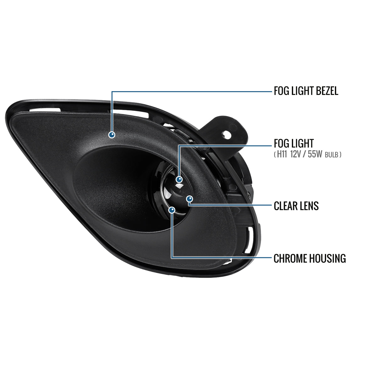 Ronnin - Se adapta al modelo de toma de aire de capó del Dodge Charger 2015-2023 Par de luces antiniebla con proyector de repuesto | Cromado